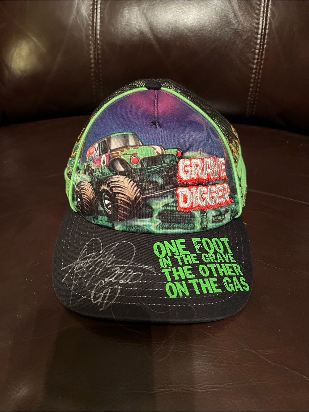 Grave Digger Kids' Trucker Hat - Green/Black